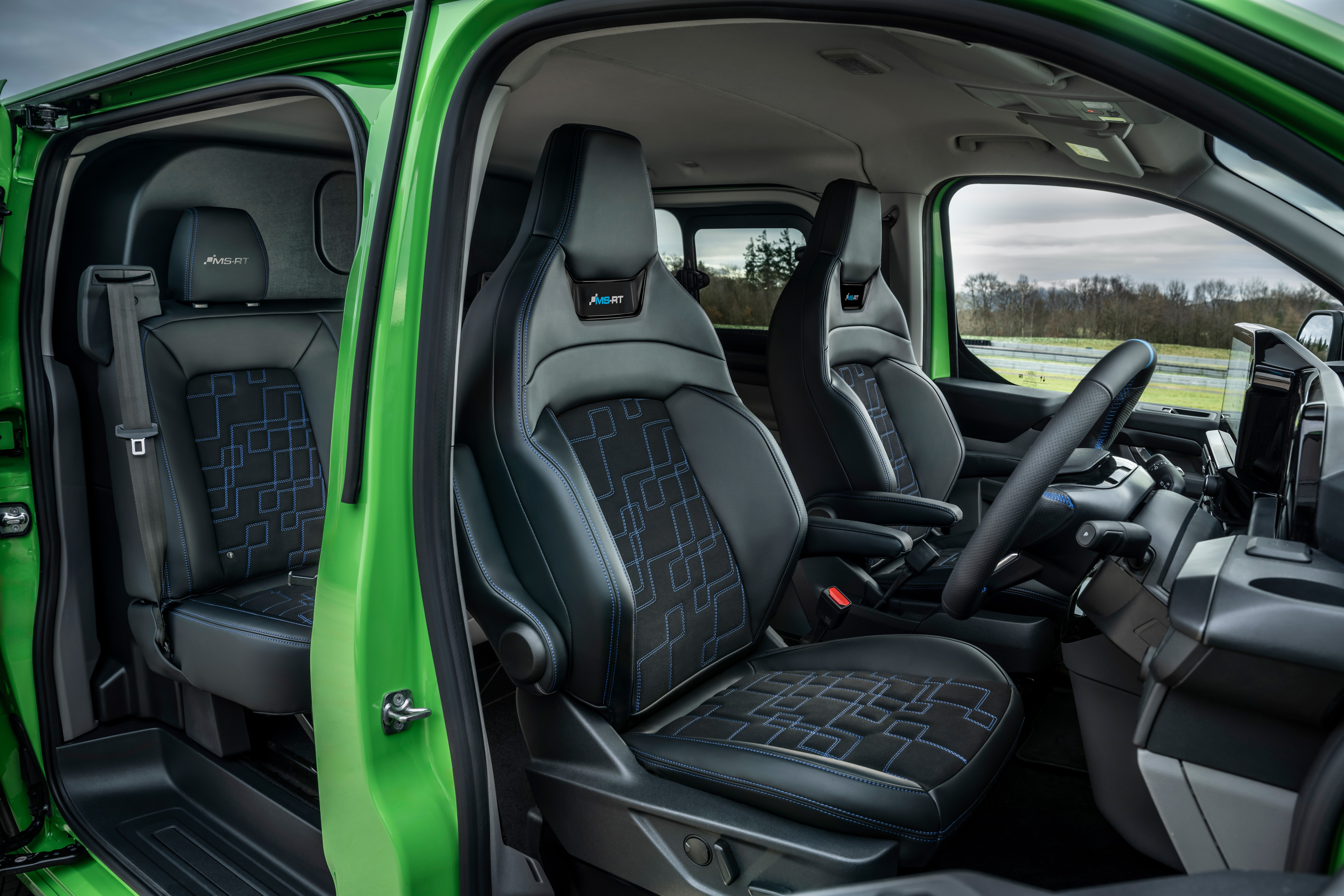 Interior seats of a green van