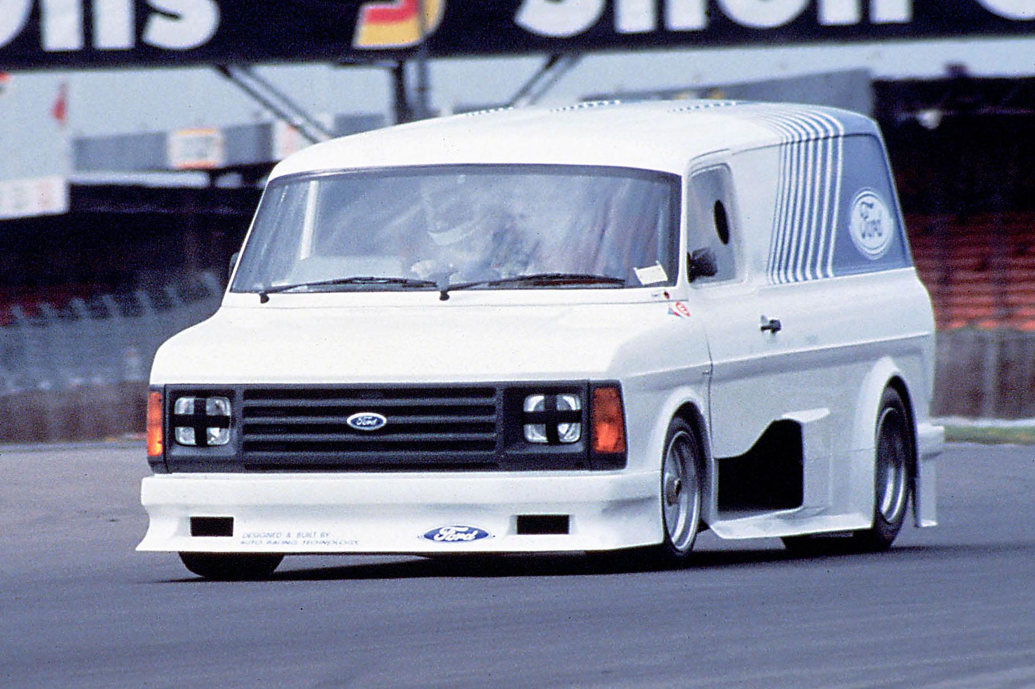 Ford SuperVan 2 from 1984. . LICENSE EXPIRES: PERPETUAL - LICENSE BY: Ford Europe LICENSE SCOPE: A - Earned editorial, press releases, press kits. B - All non-broadcast digital and online media. C - All non-broadcast digital and online media, plus Retail and POS (showrooms, events etc). D - All print media (newspaper, magazine etc) REGION: Global COPYRIGHT AND IMAGE RIGHTS: This content is solely for editorial use and for providing individual users with information. Any storage in databases, or any distribution to third parties within the scope of commercial use, or for commercial use is permitted with written consent from Ford of Europe only.