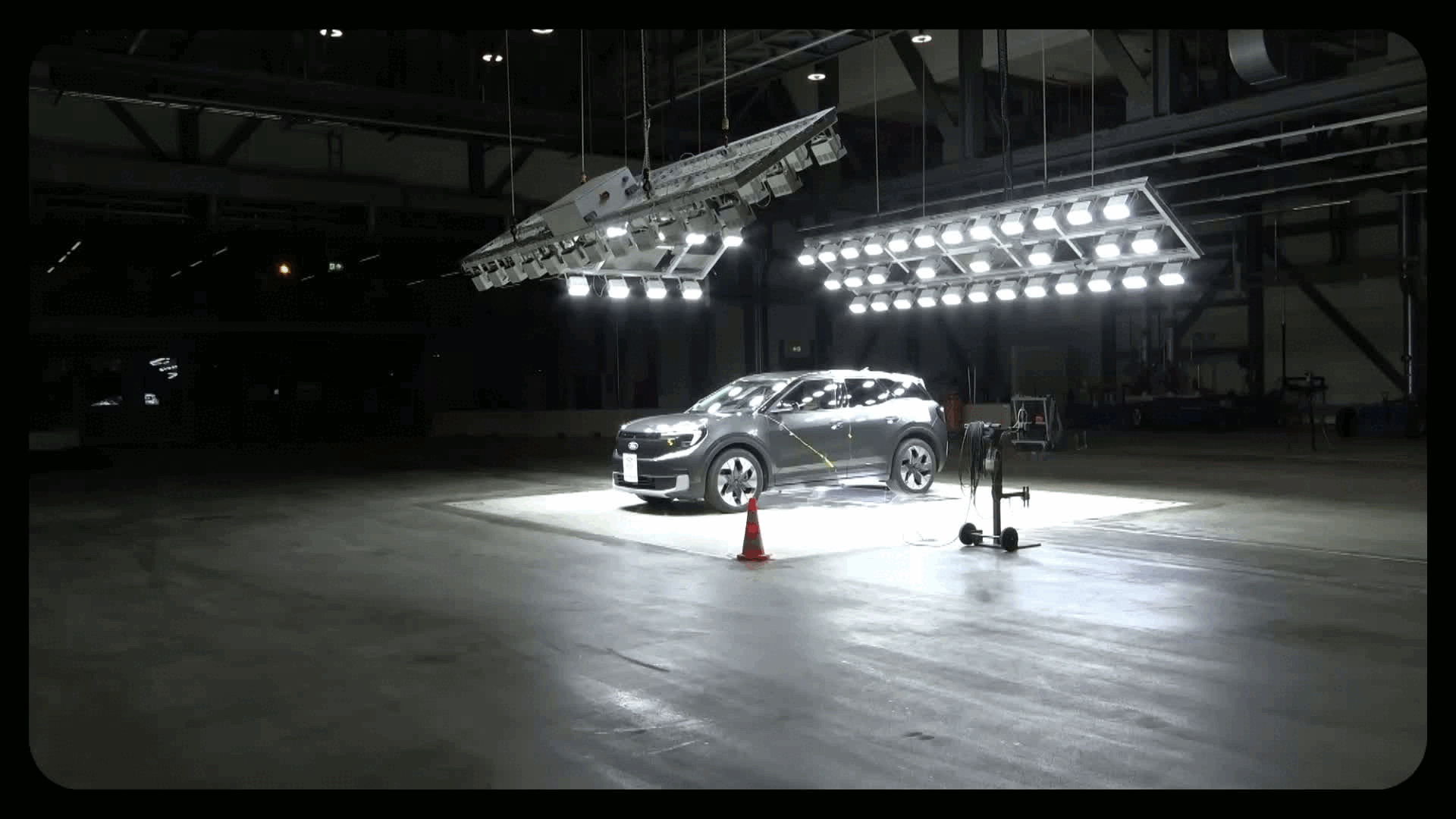 A Ford Explorer undergoes a side impact test