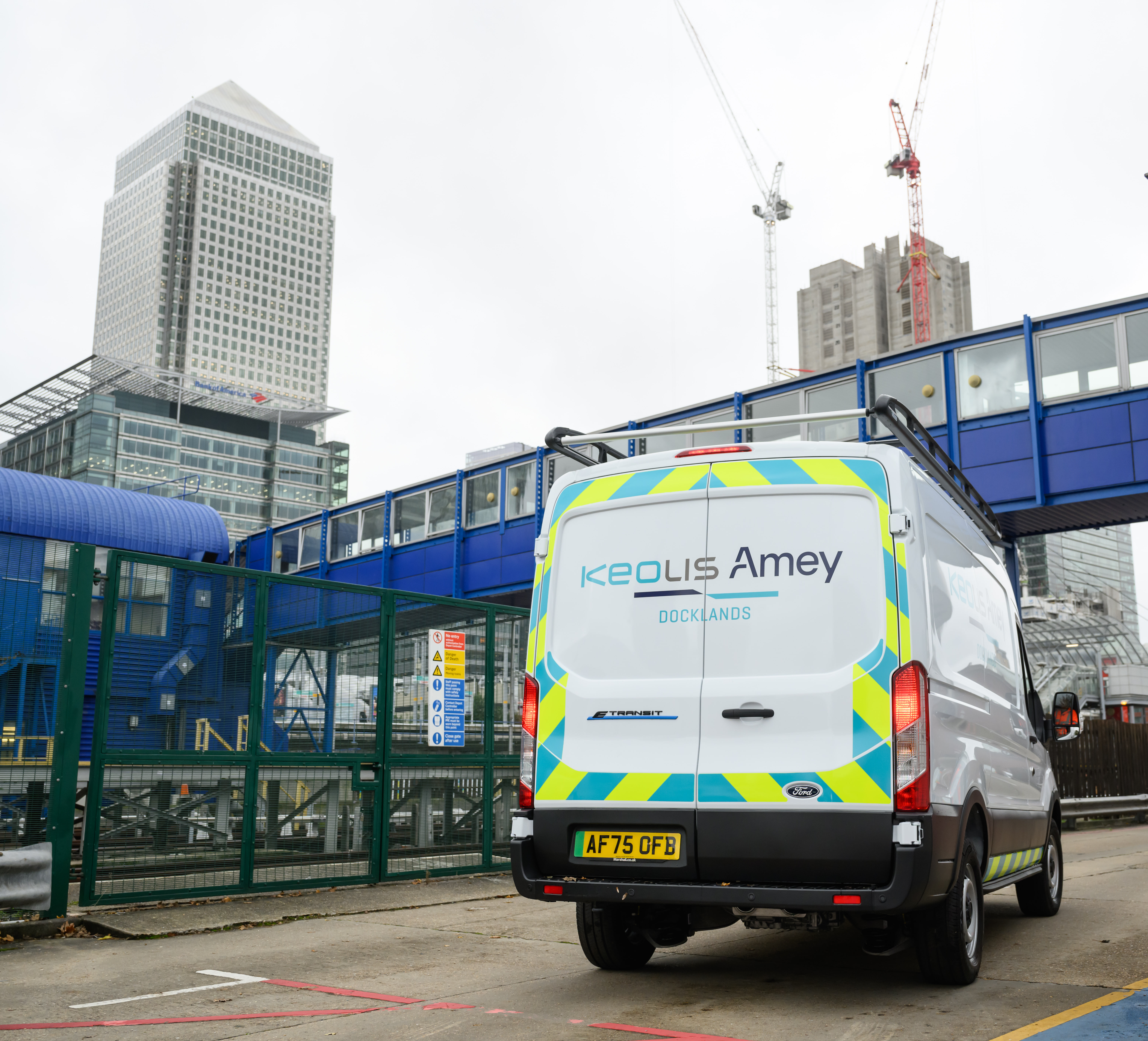 Working on the DLR in the busy docklands area of London