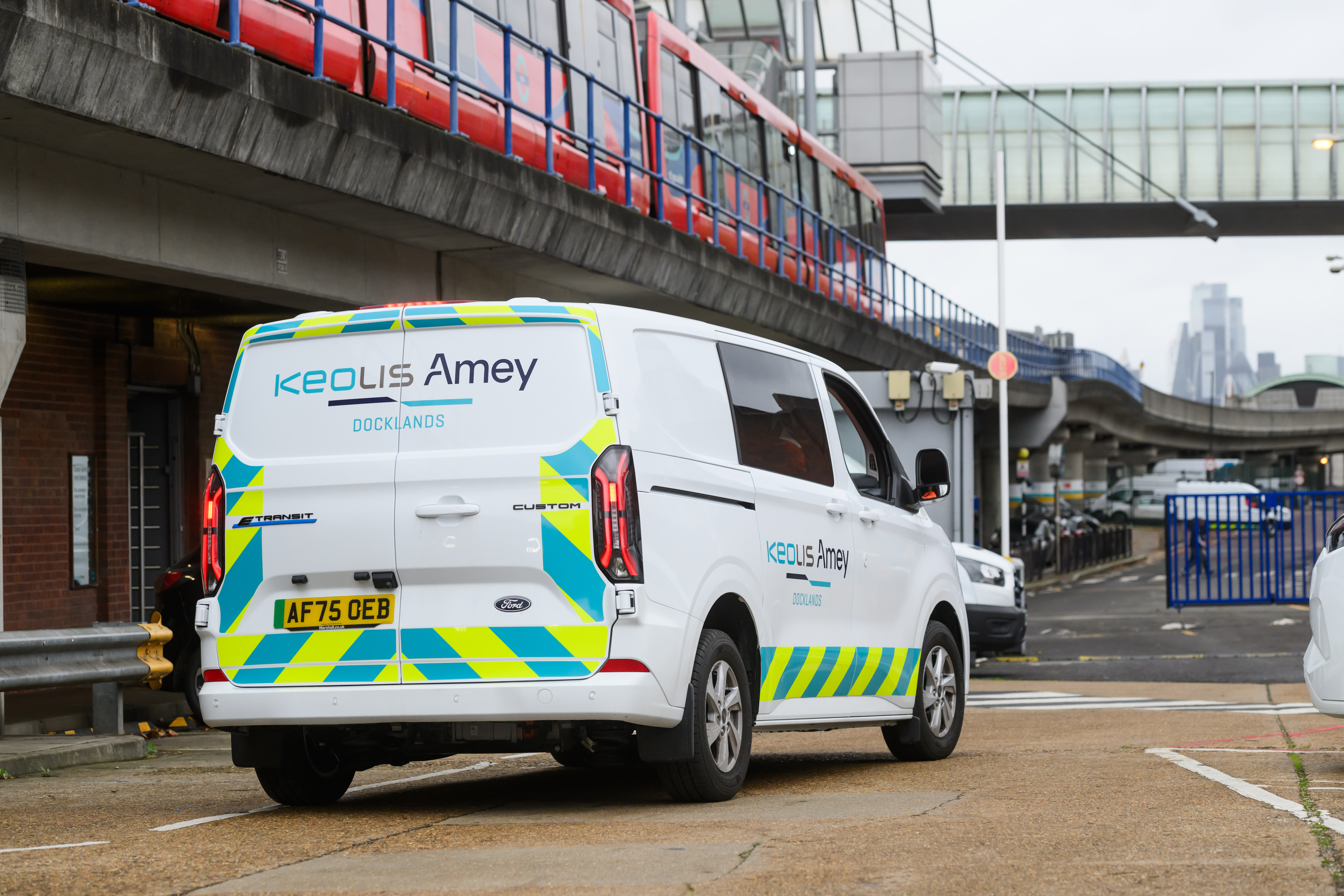 E-Tourneo Custom ready for work on the Docklands Light Railway