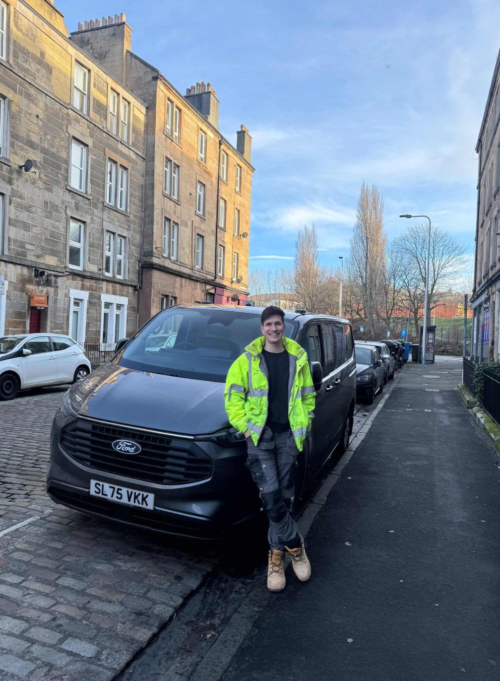 Dom Wright and the Transit Custom PHEV in Edinburgh.