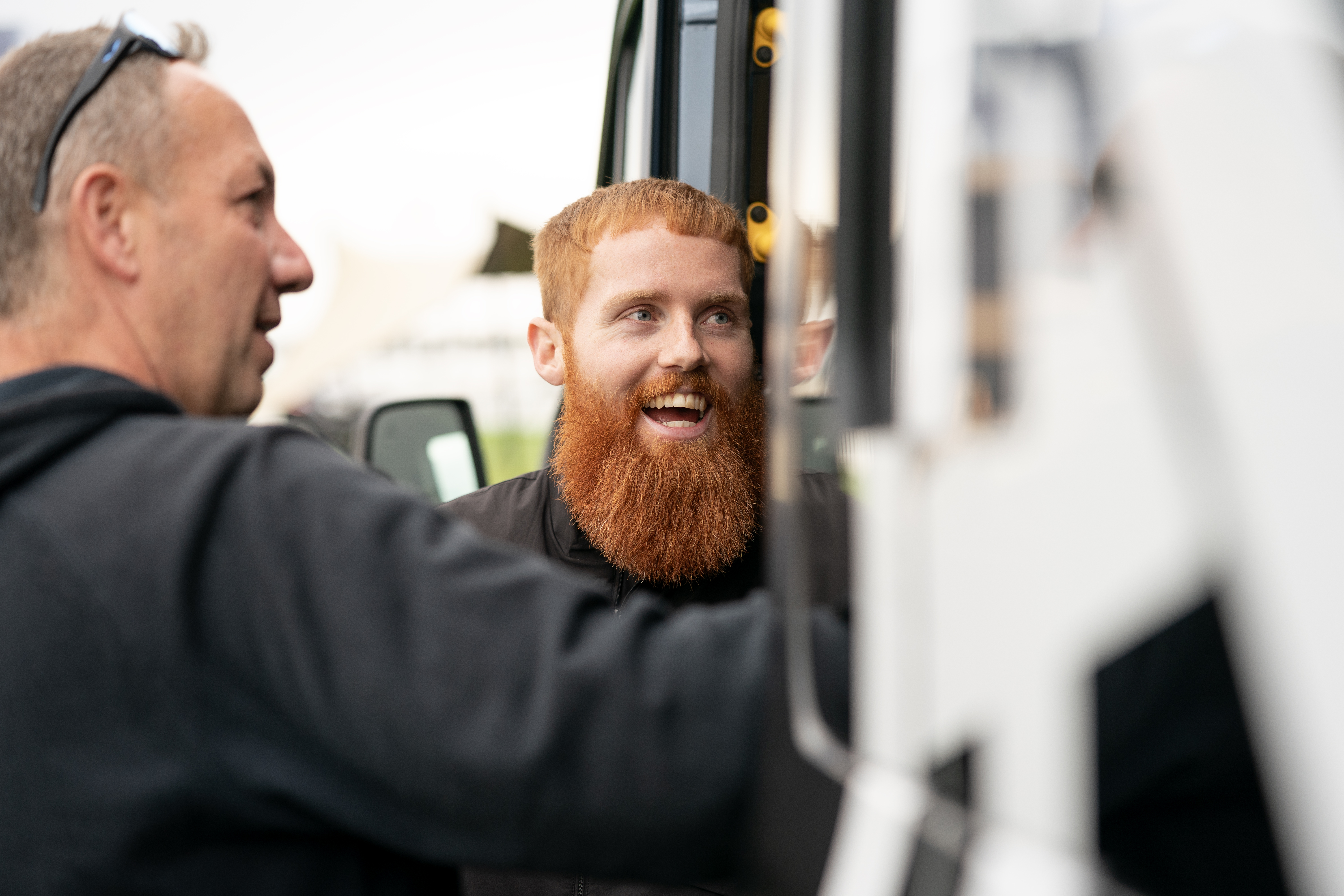 Welcome to your world: Russ gets a first look at the all-important interior of the Ford E-Transit conversion that will power his adventures