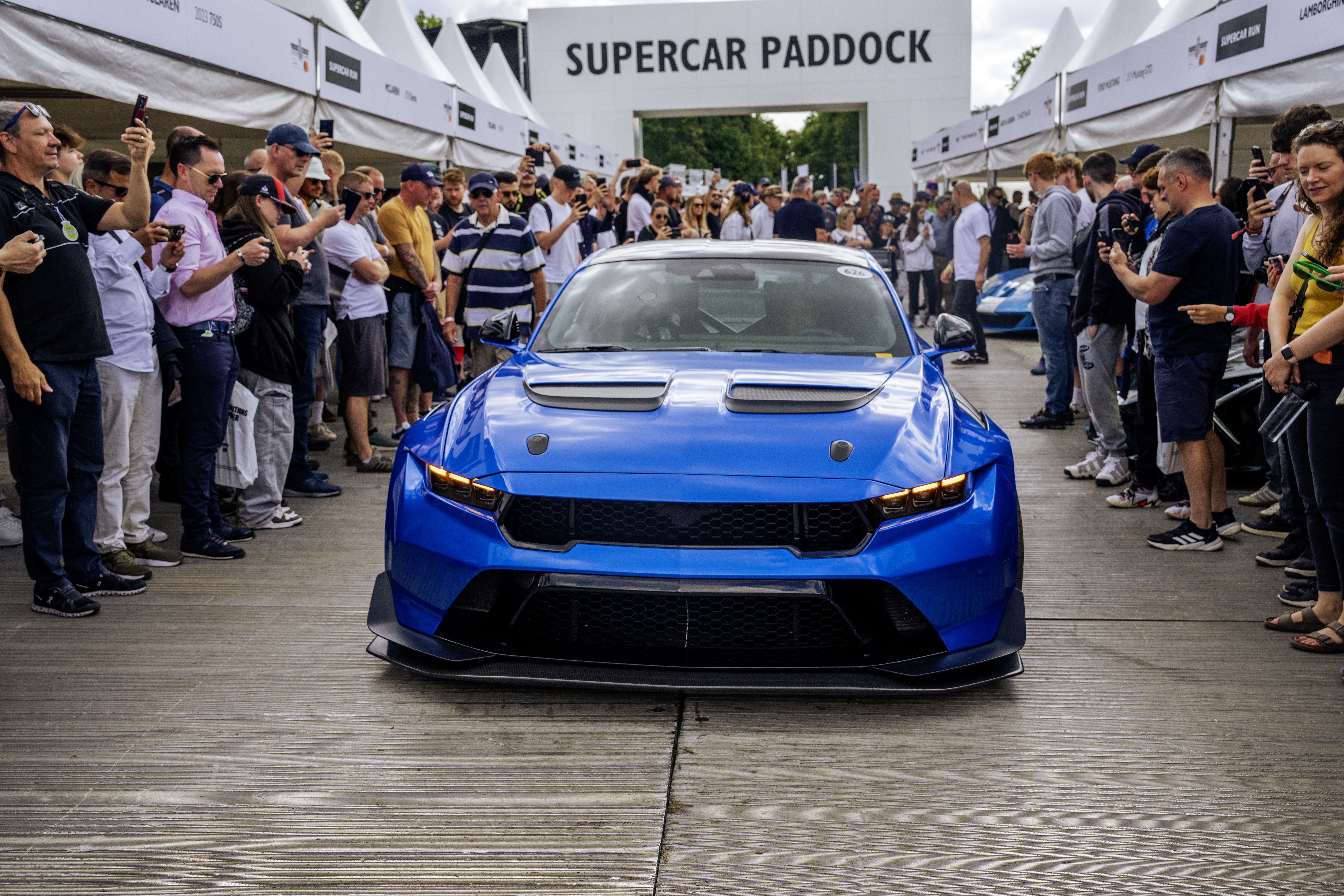 Mustang GTD takes centre stage at the Supercar Paddock at the 2024 Goodwood Festival of Speed. License valid for earned editorial, press releases, press kits. All non-broadcast digital and online media Region: Global. This content is solely for editorial use and for providing individual users with information. Any storage in databases, or any distribution to third parties within the scope of commercial use, or for commercial use is permitted with written consent from Ford in Europe GmbH only.