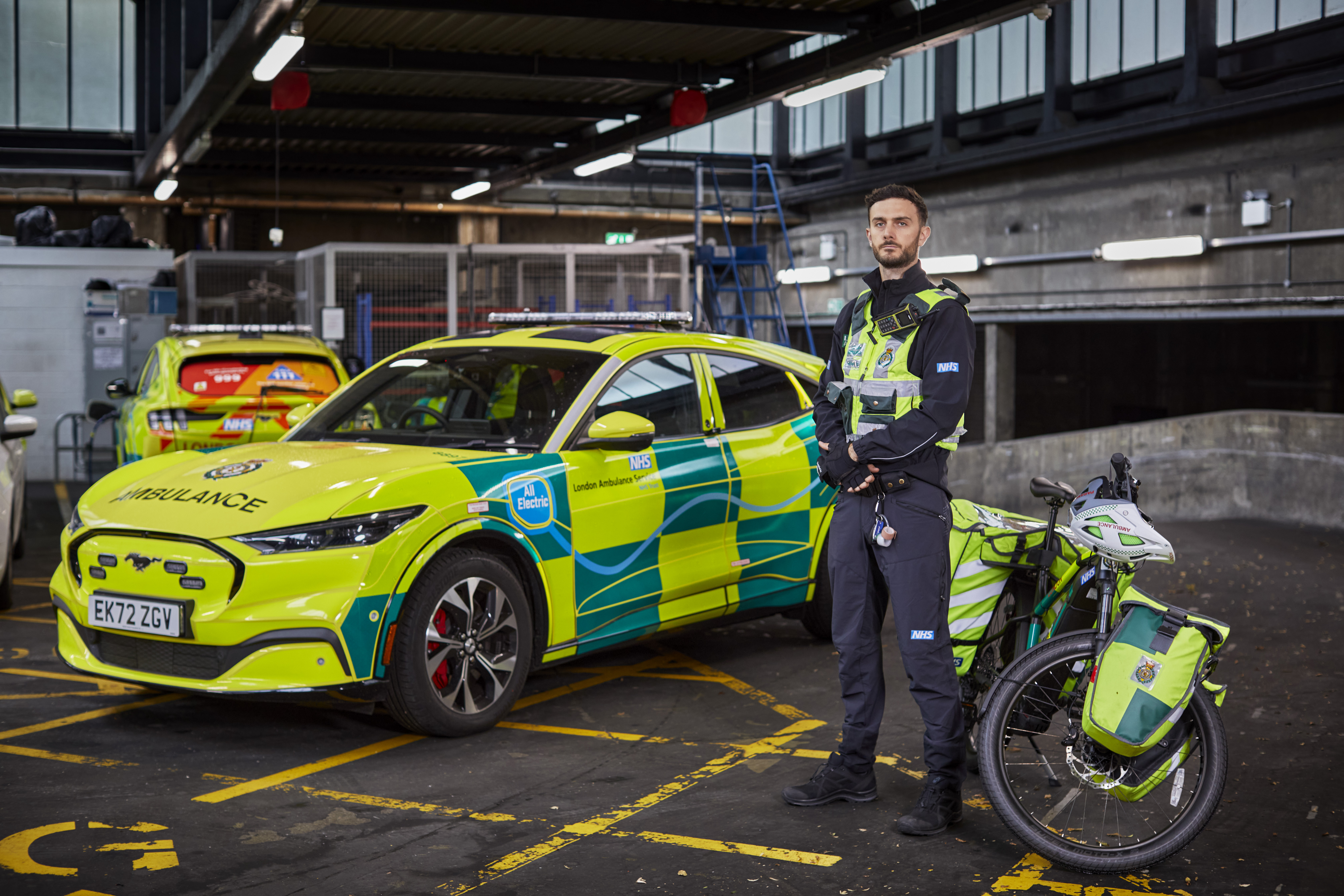 To get to incidents as quickly as possible 42 Fast Response Unit vehicles are used by paramedics at London Ambulance Service, all of which are specially adapted Ford Mustang Mach-E electric vehicle.