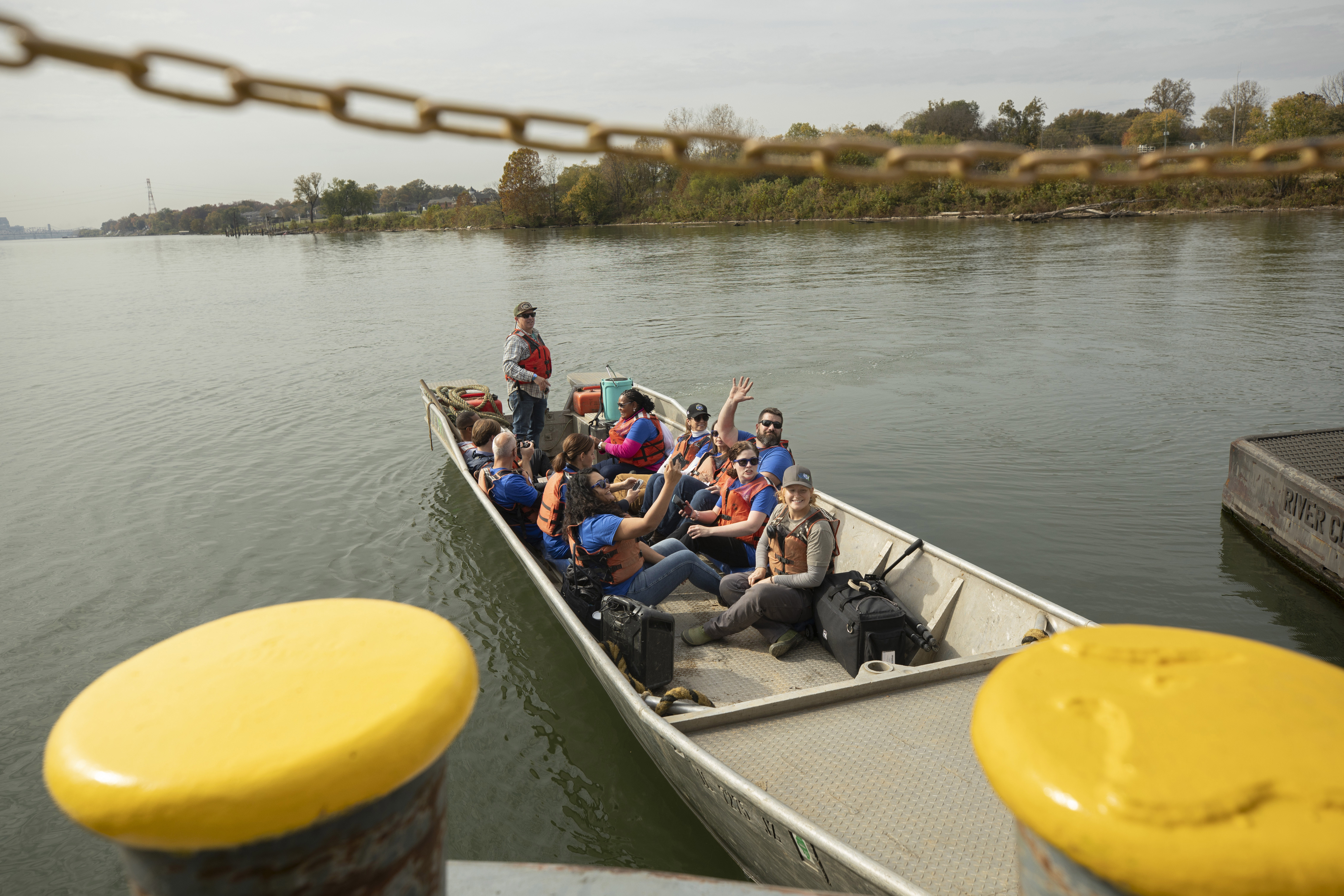 A team of volunteers from Ford and other local organizations partnered with Living Lands and Waters to help with a cleanup of the Ohio River in Louisville, Kentucky, in October 2024.