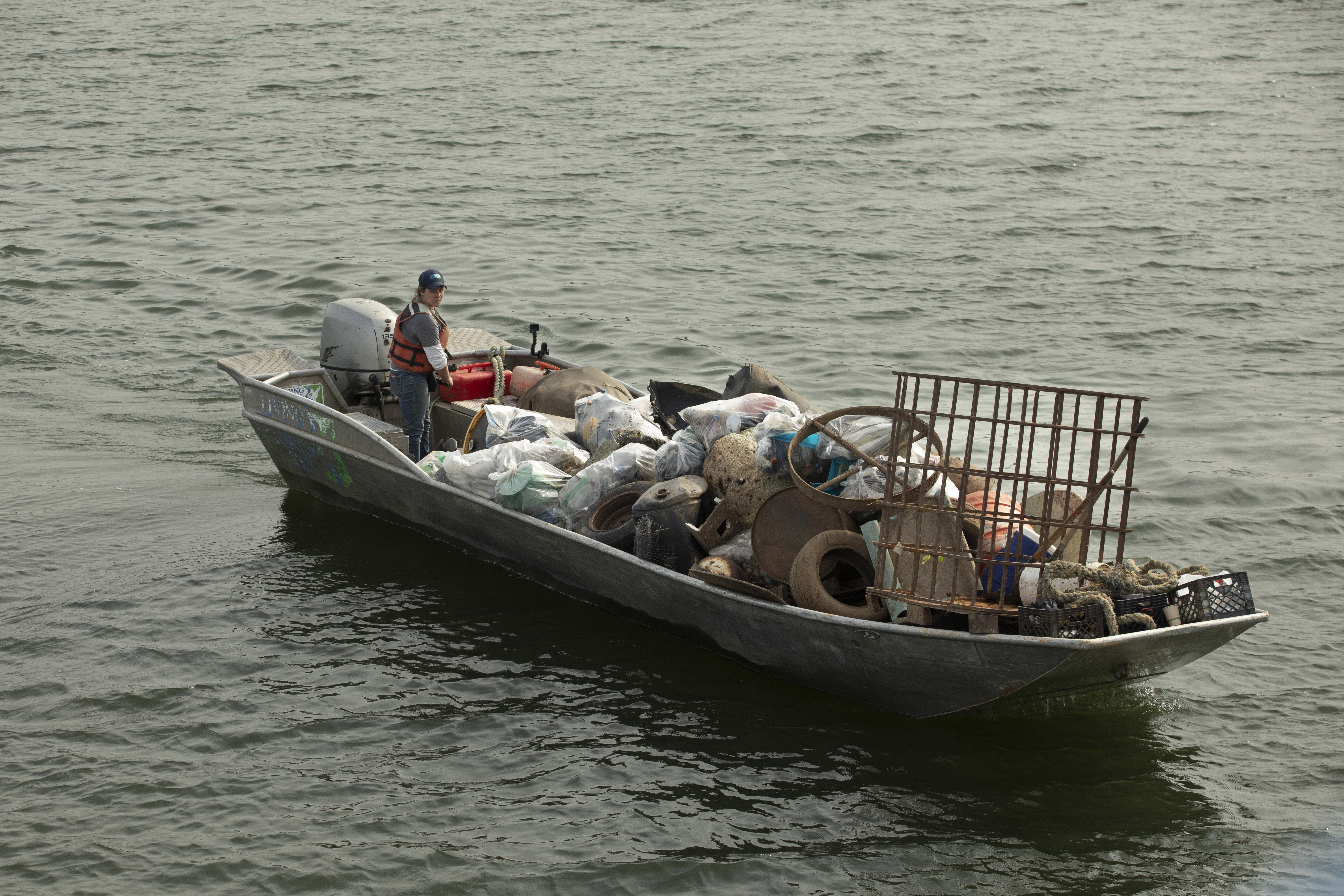 A team of volunteers from Ford and other local organizations partnered with Living Lands and Waters to help with a cleanup of the Ohio River in Louisville, Kentucky, in October 2024.
