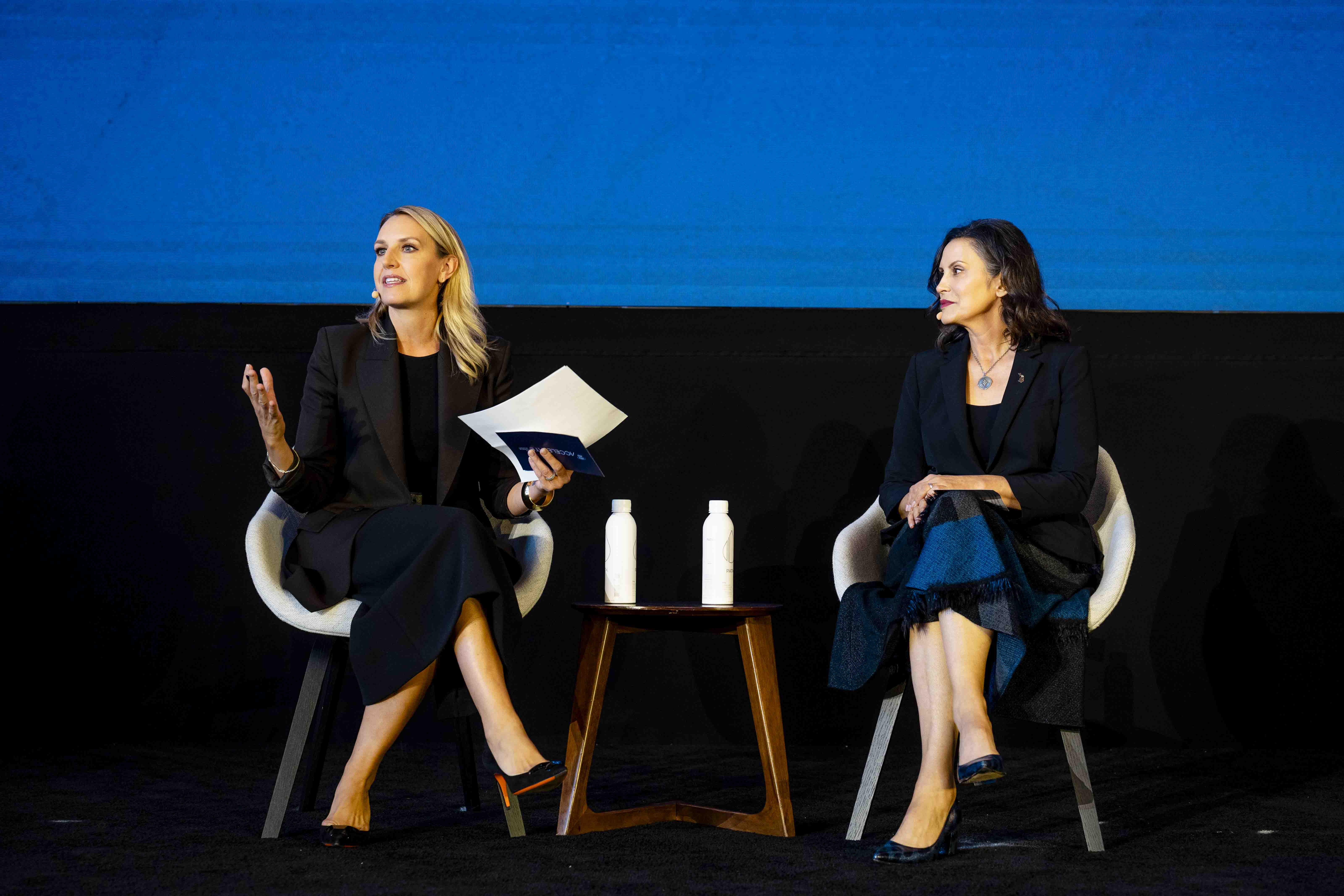 Michigan Gov. Gretchen Whitmer joined journalist Poppy Harlow on stage at the Ford Pro Accelerate event.