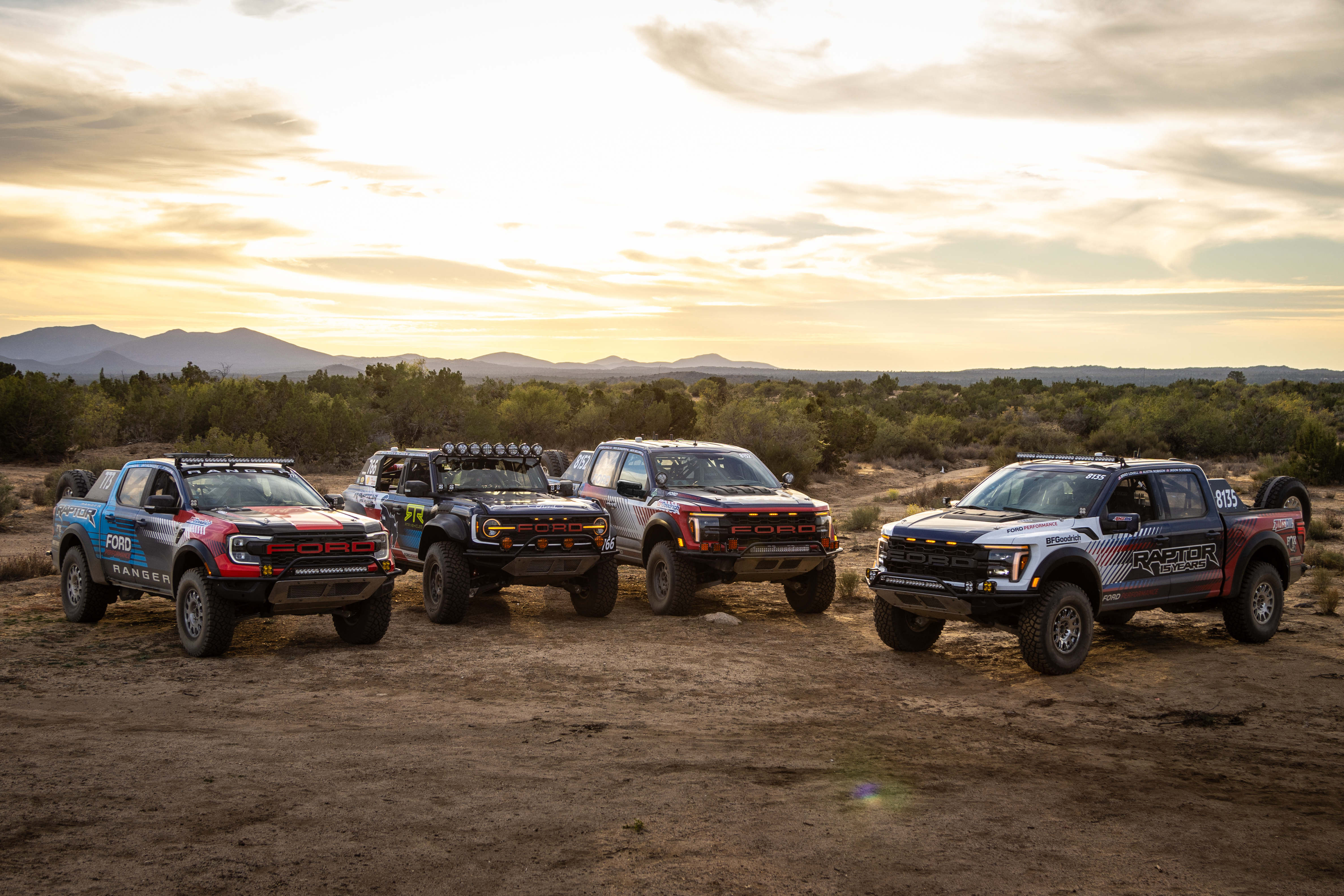 For the first time in its 15-year history, every vehicle wearing the Raptor badge — F-150 Raptor, Raptor R, Ranger Raptor, and Bronco Raptor — will line up together in Baja, the proving ground that forged the nameplate.