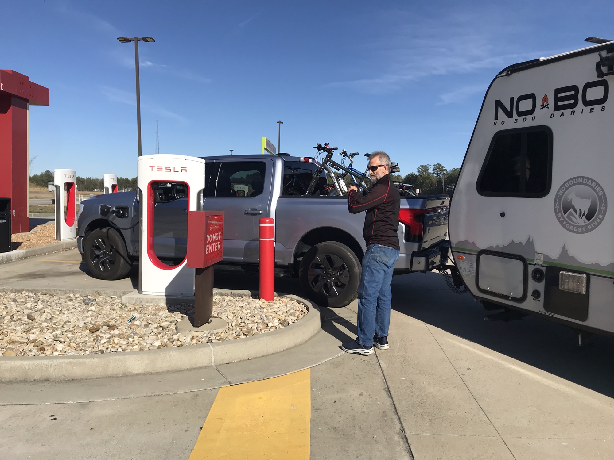 Sherman the F-150® Lightning® truck charging.