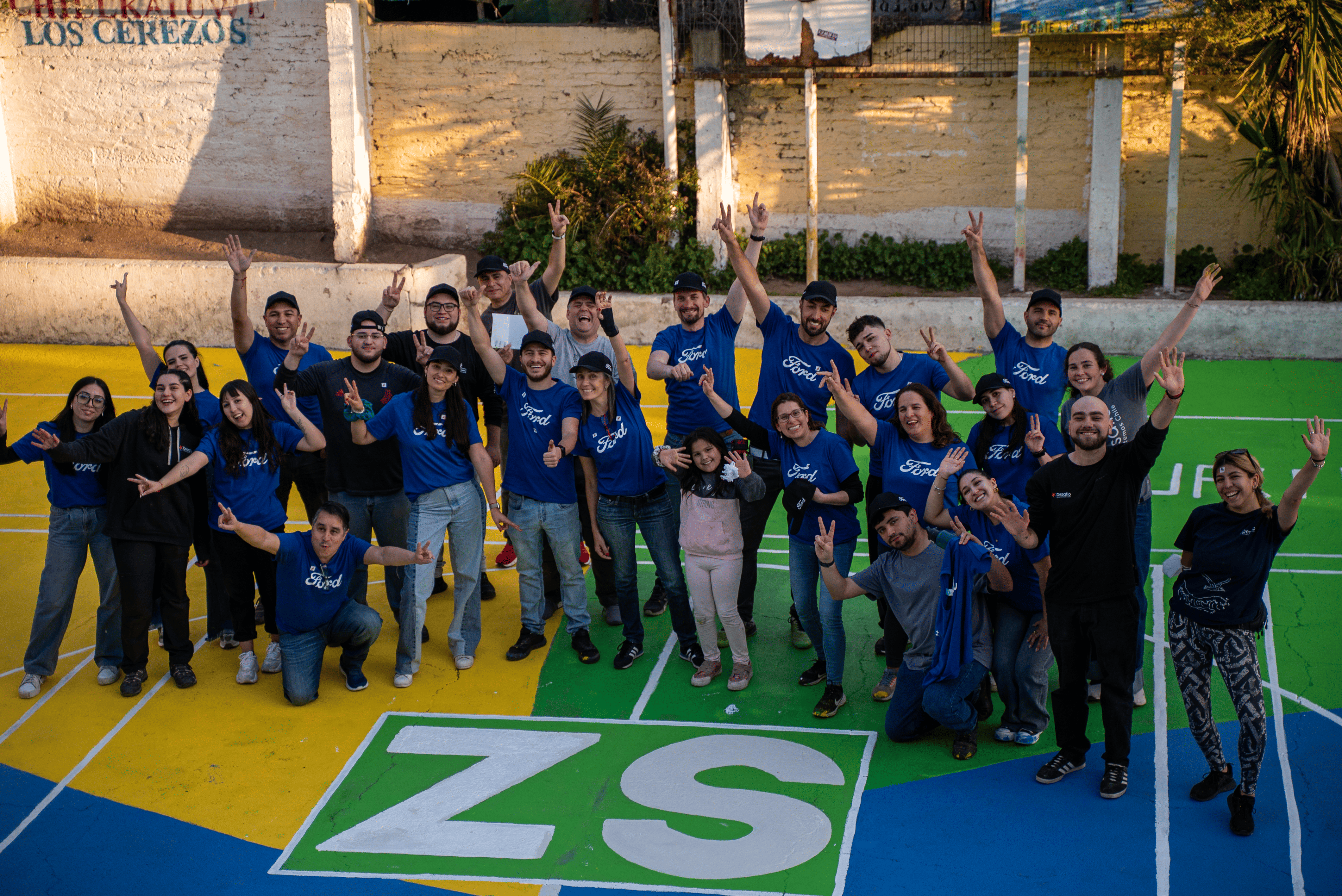 Ford volunteers pose for a photo in Chile.