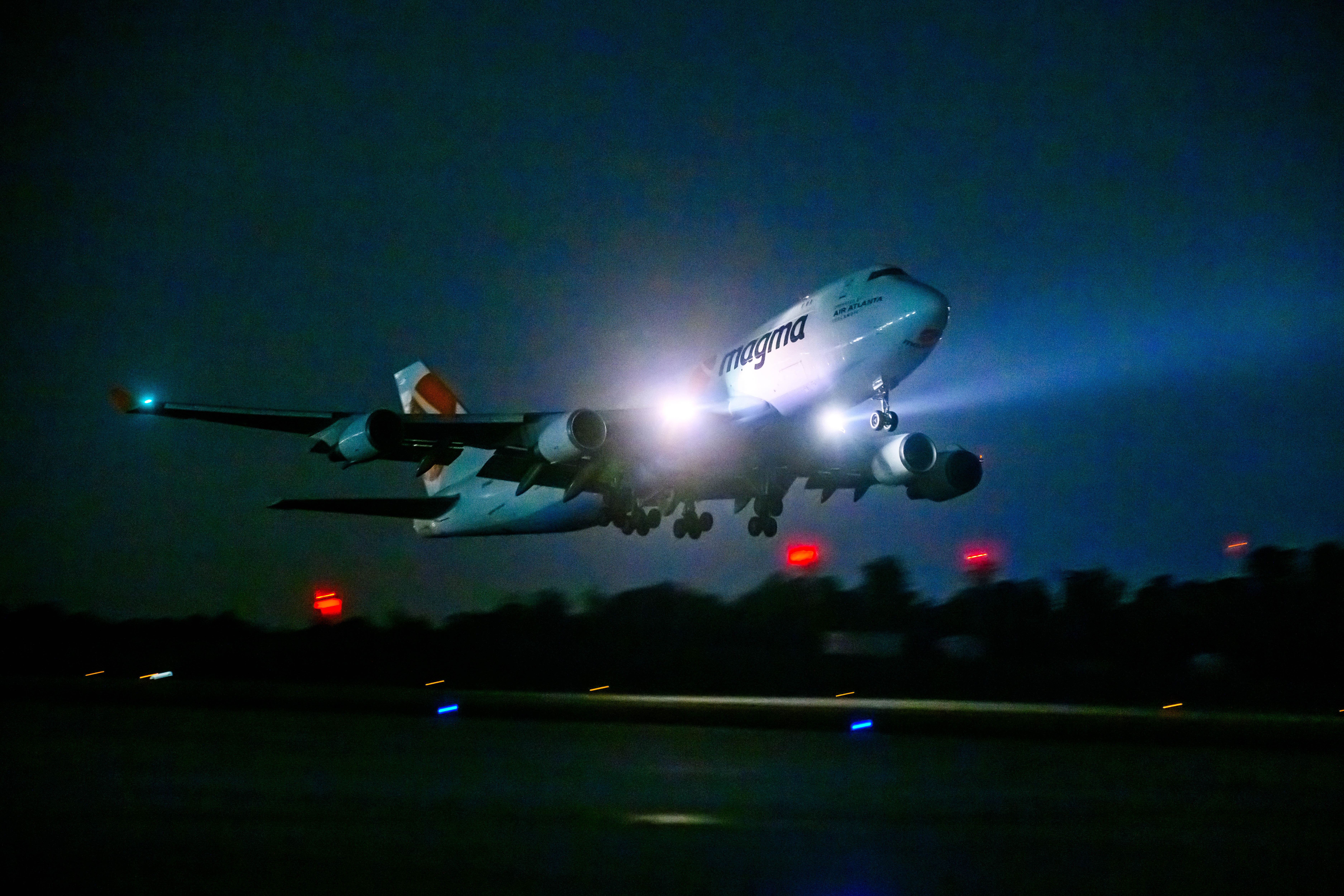 An airplane taking off.