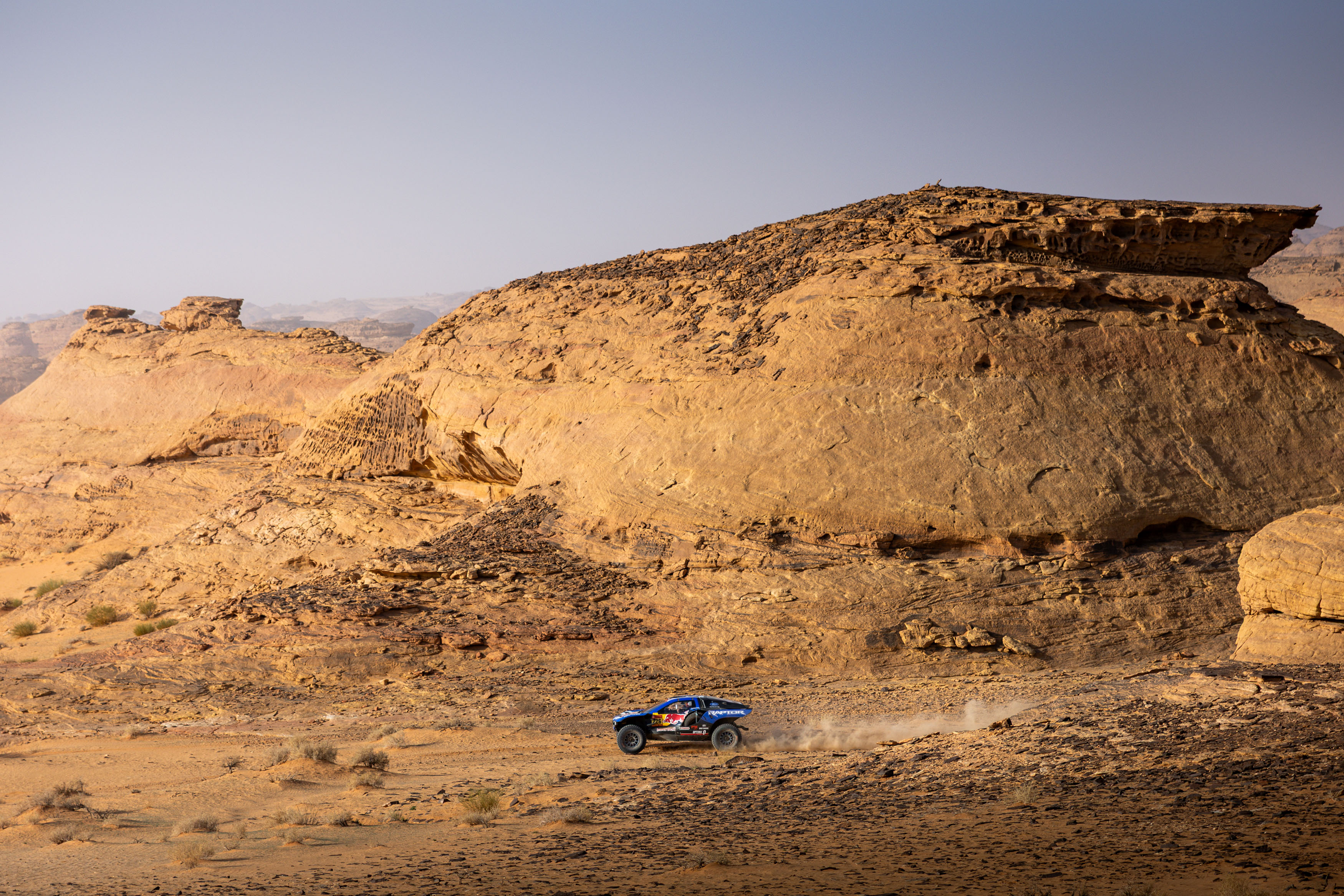 Mattias Ekstrom and the Raptor T1+ during Stage 4 of the 2026 Dakar Rally.