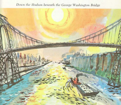 An illustration from the Ford Times' Manhattan travel guide.